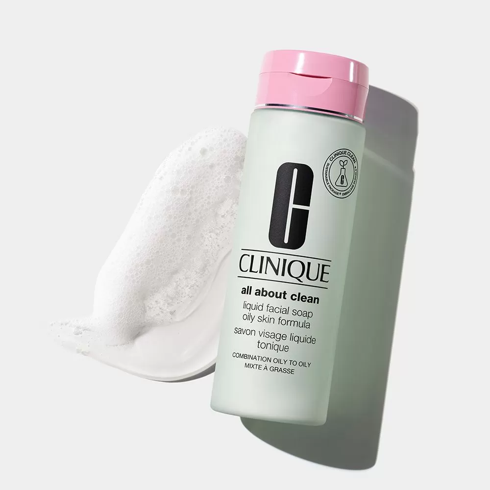 before after Face Wash CLINIQUE all about clean liquid facial soap oily and combination skin