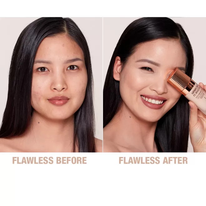 before after Foundation Charlotte Tilbury  AIRBRUSH FLAWLESS