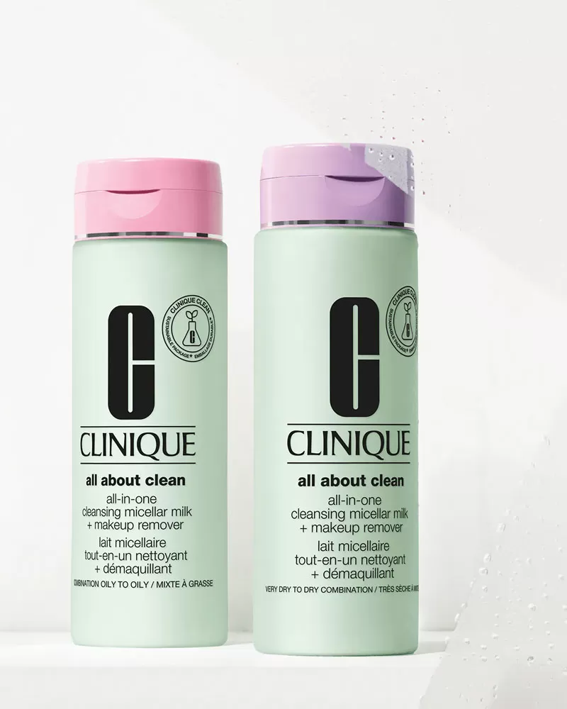 before after Cleansing Milk CLINIQUE All About Clean  All-in-One Cleansing Micellar Milk + Makeup Remover-dry skin