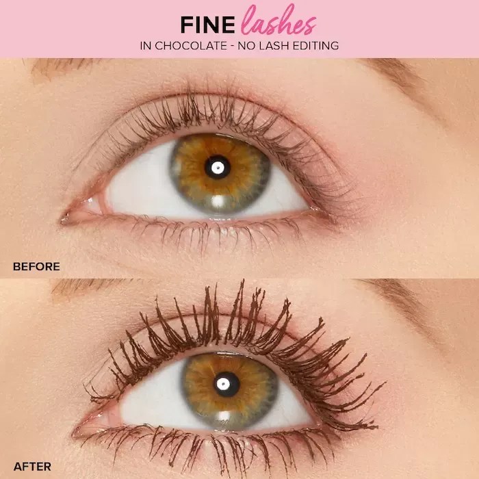 before after Mascara Too Faced better than sex-brown